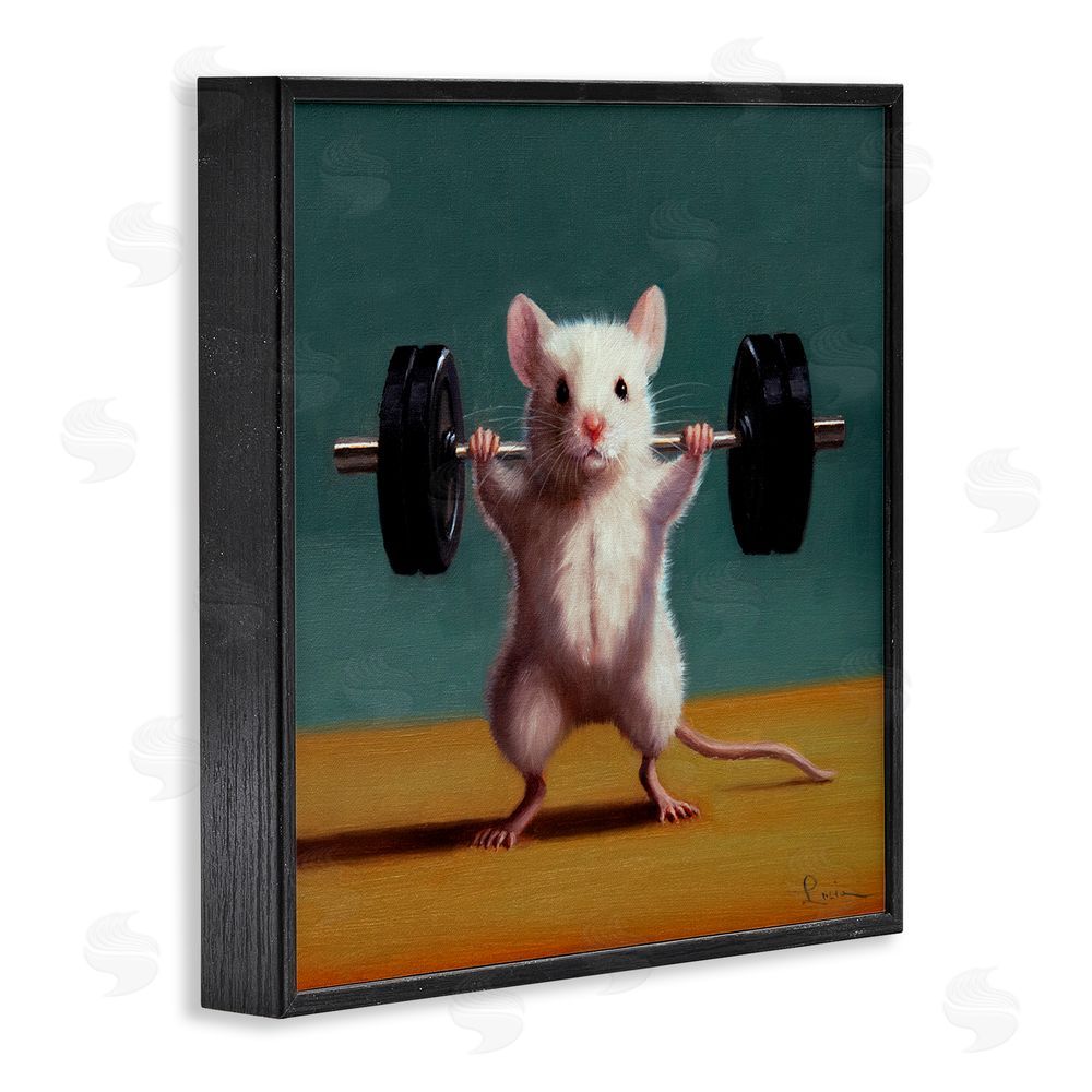 Lucia Heffernan Weight Lifting Mouse Black Framed Glicee Wall Art Print