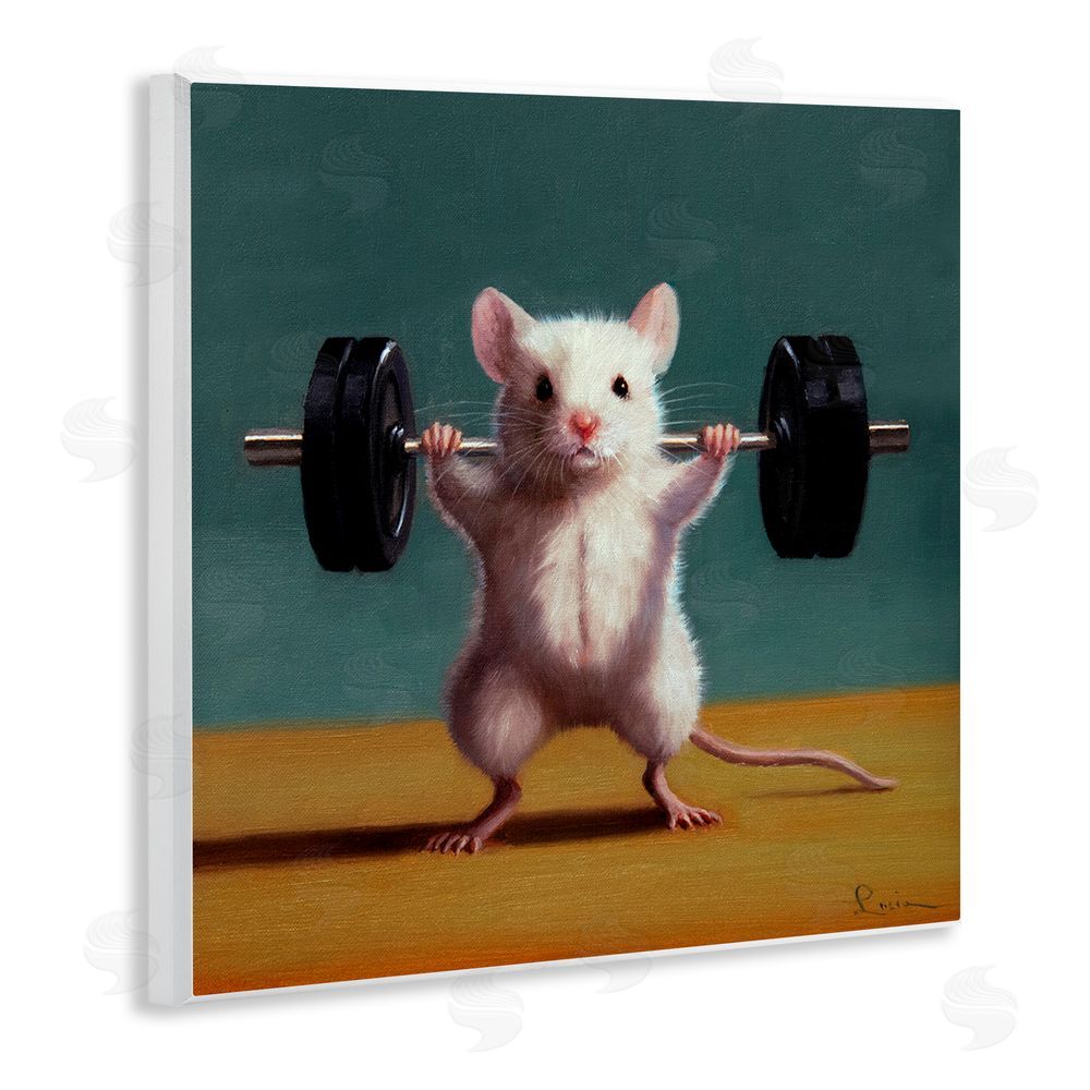 Lucia Heffernan Weight Lifting Mouse Wooden Wall Plaque Art Print