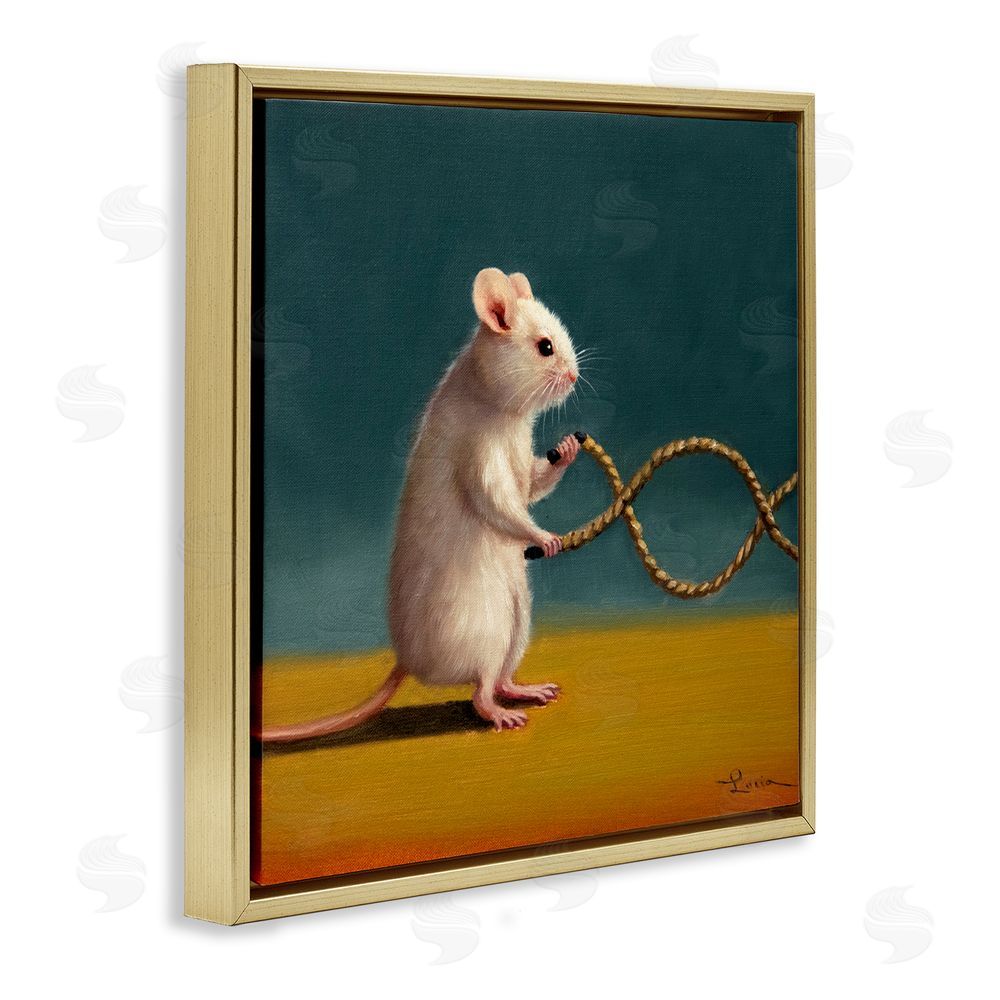 Lucia Heffernan Focused Exercising Mouse Gold Floating Frame Canvas Wall Art Print