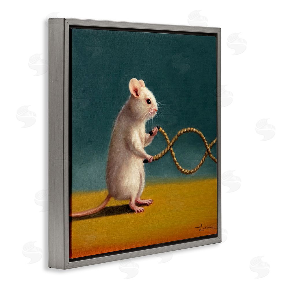 Lucia Heffernan Focused Exercising Mouse Gray Floating Frame Canvas Wall Art Print