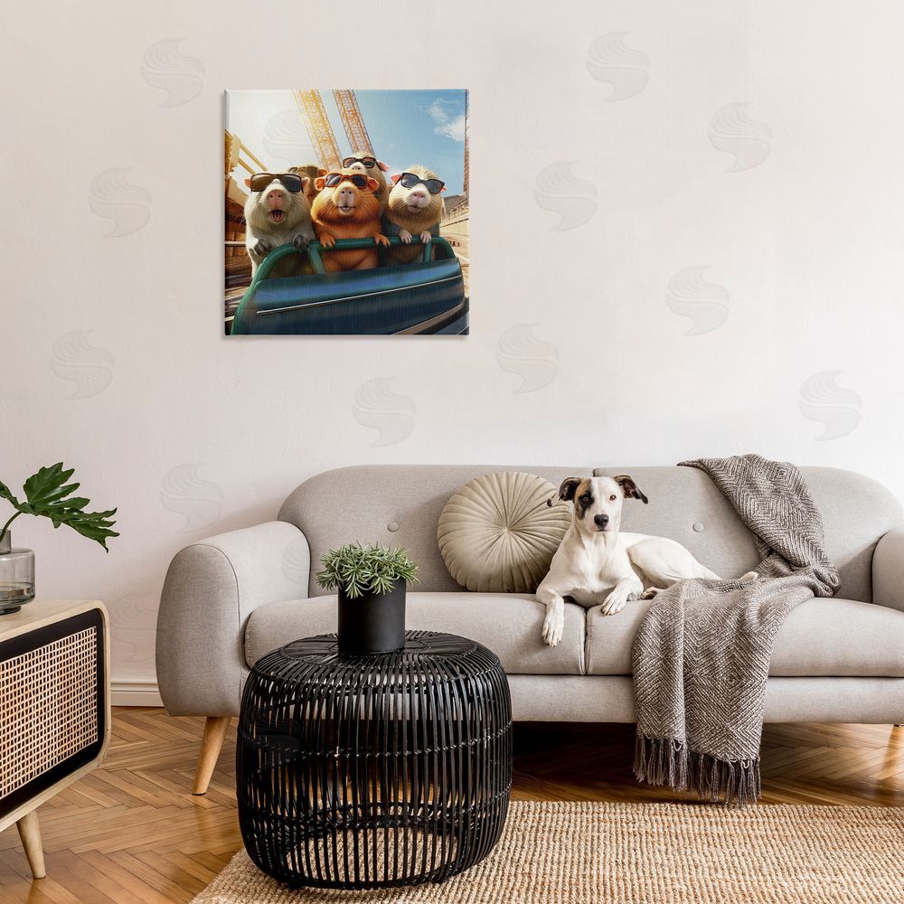 Jim Baldwin Guinea Pigs on Rollercoaster Canvas Wall Art in Room