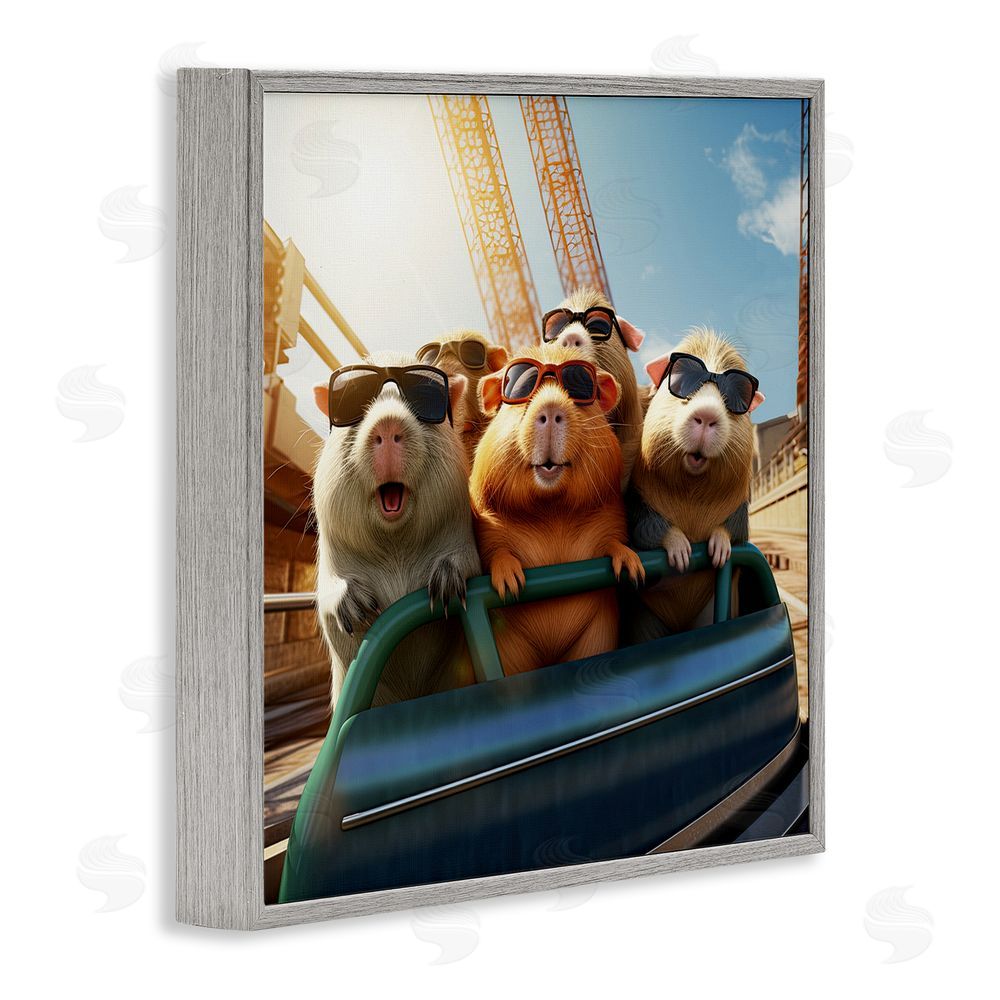 Jim Baldwin Guinea Pigs on Rollercoaster Gray Framed Glicee Wall Art Print