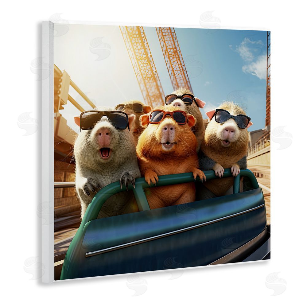 Jim Baldwin Guinea Pigs on Rollercoaster Wooden Wall Plaque Art Print