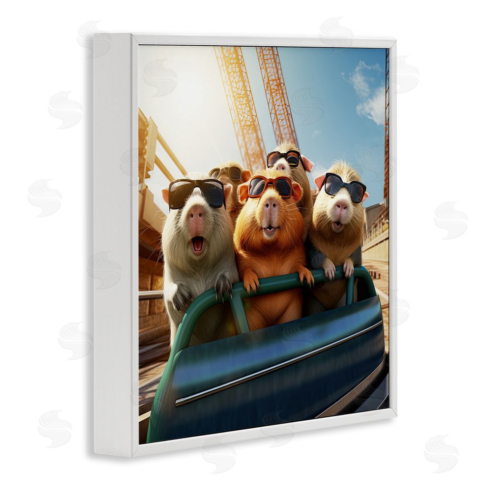 Jim Baldwin Guinea Pigs on Rollercoaster White Framed Glicee Wall Art Print