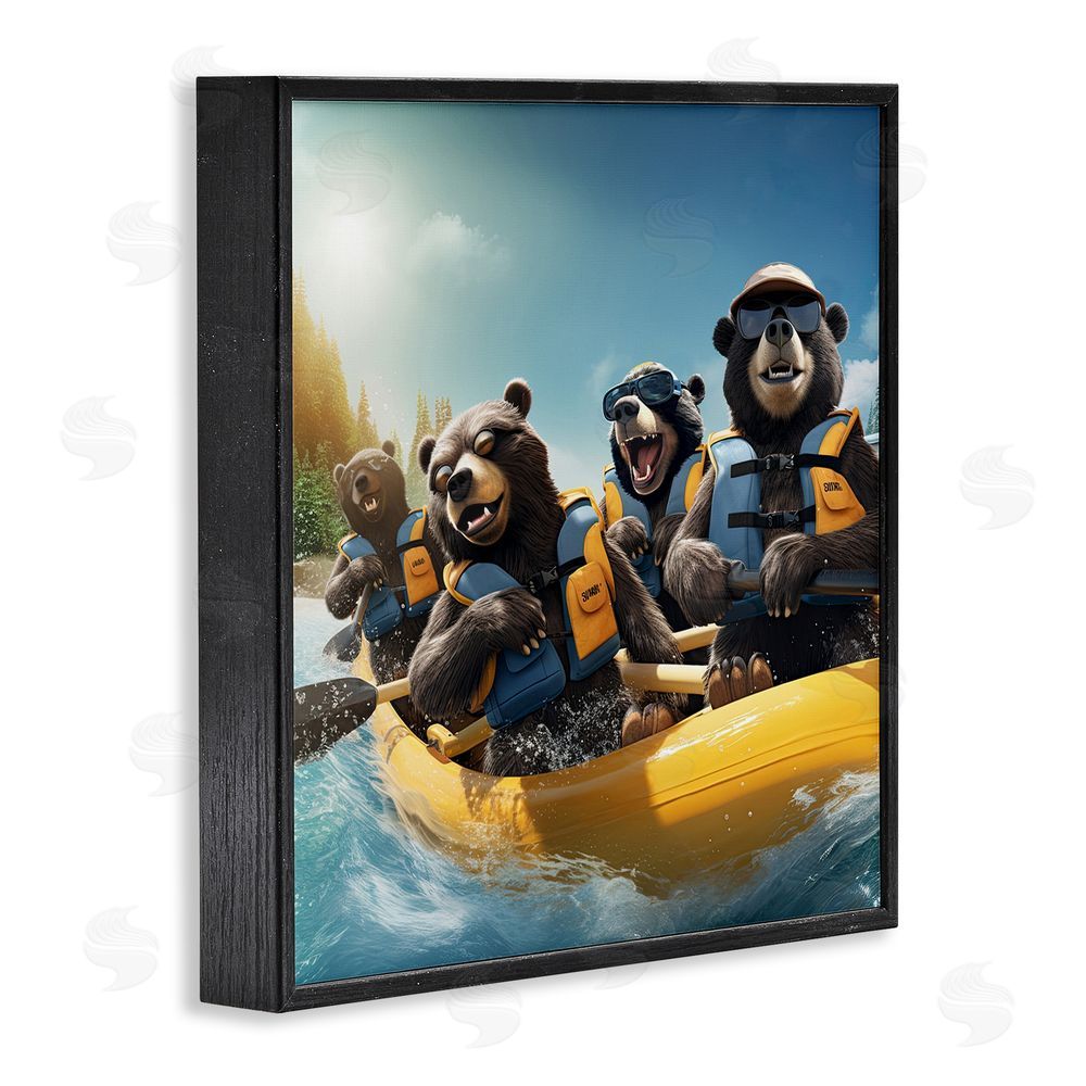 Jim Baldwin Funny Kayaking Bears Black Framed Glicee Wall Art Print