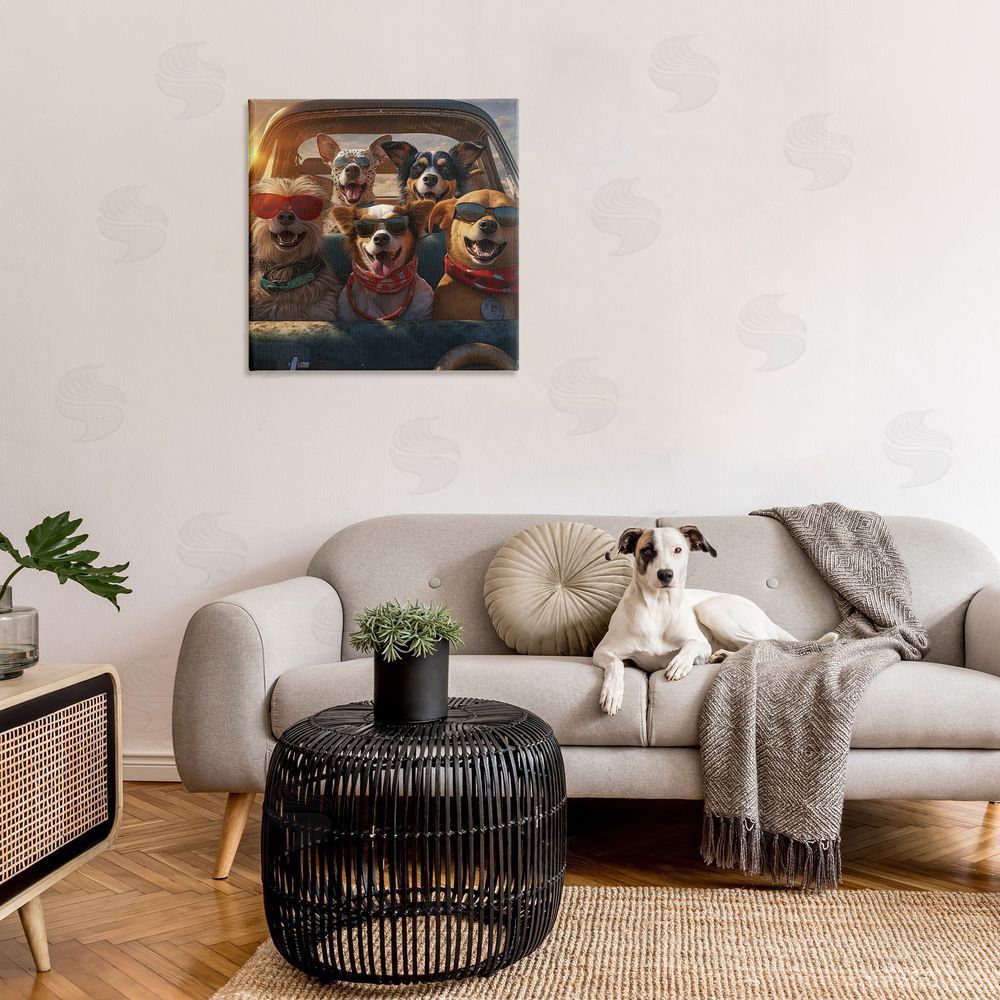 Jim Baldwin Dogs on Road Trip Canvas Wall Art in Room