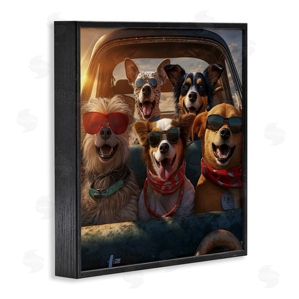 Jim Baldwin Dogs on Road Trip Black Framed Glicee Wall Art Print