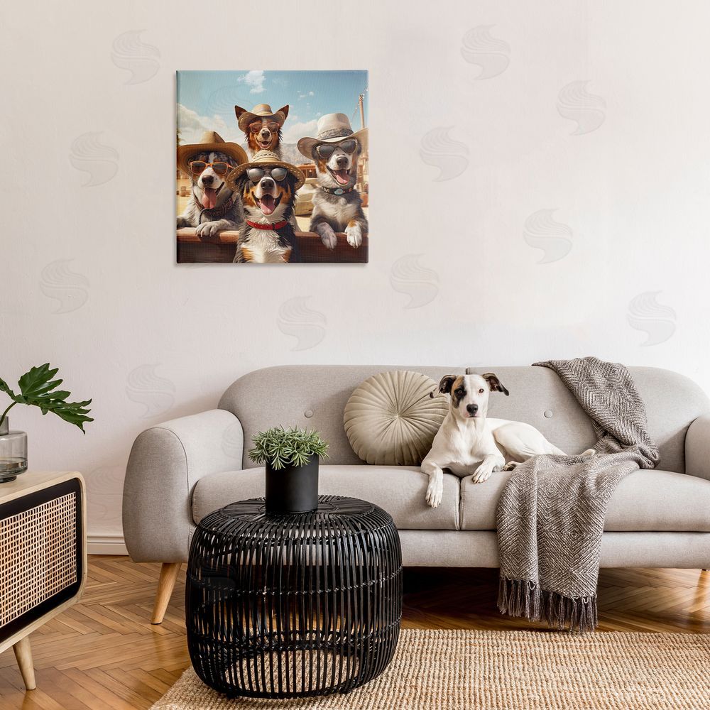 Jim Baldwin Southwestern Cowboy Dogs Canvas Wall Art in Room