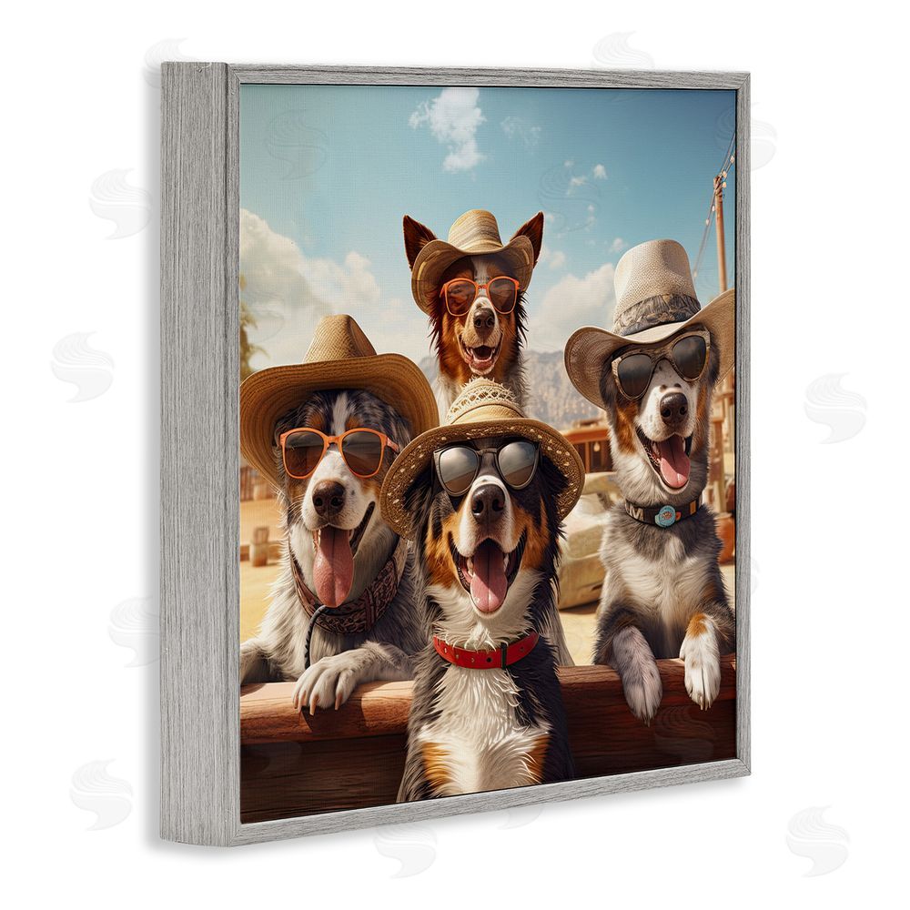 Jim Baldwin Southwestern Cowboy Dogs Gray Framed Glicee Wall Art Print