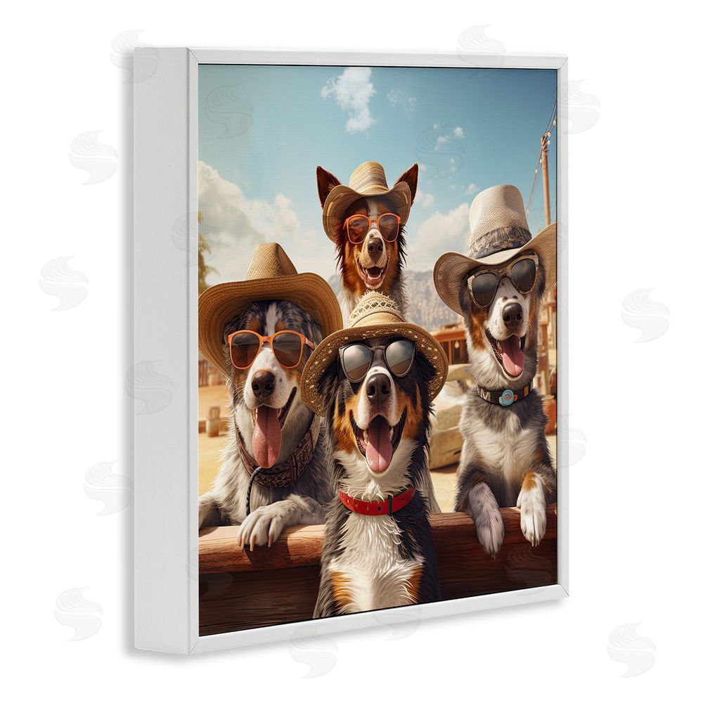 Jim Baldwin Southwestern Cowboy Dogs White Framed Glicee Wall Art Print