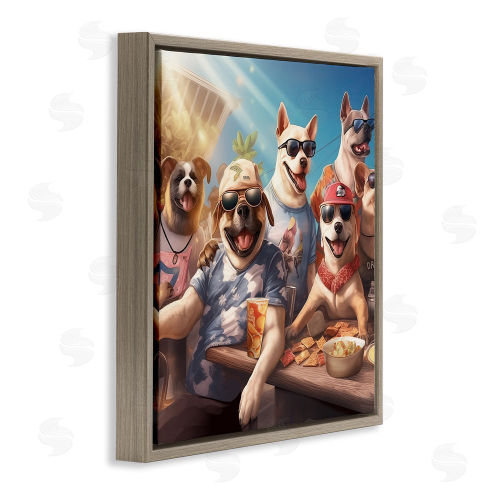 Jim Baldwin Dogs Enjoying Summer Brown Floating Frame Canvas Wall Art Print