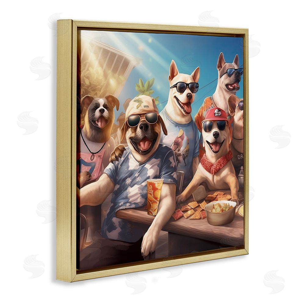 Jim Baldwin Dogs Enjoying Summer Gold Floating Frame Canvas Wall Art Print
