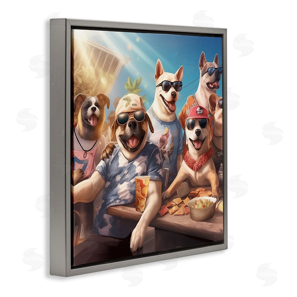 Jim Baldwin Dogs Enjoying Summer Gray Floating Frame Canvas Wall Art Print