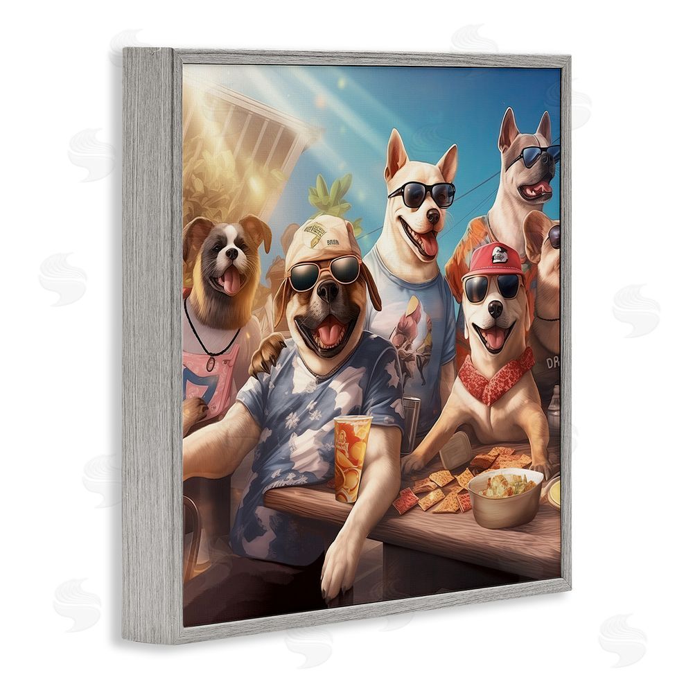 Jim Baldwin Dogs Enjoying Summer Gray Framed Glicee Wall Art Print
