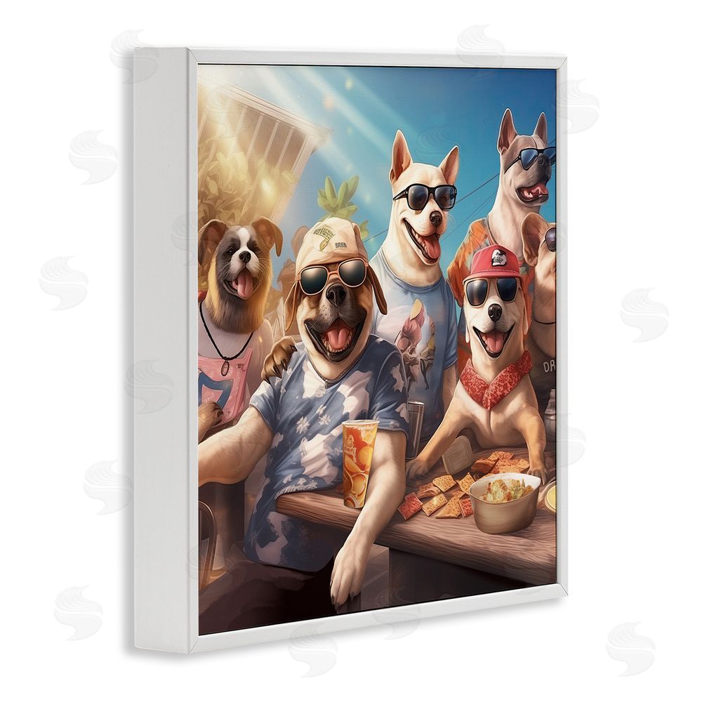 Jim Baldwin Dogs Enjoying Summer White Framed Glicee Wall Art Print