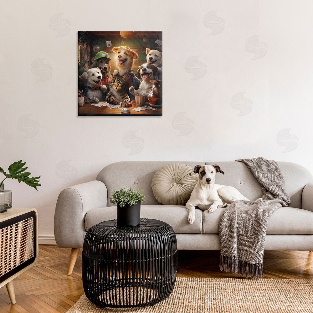 Jim Baldwin Animals Playing Card Games Canvas Wall Art in Room