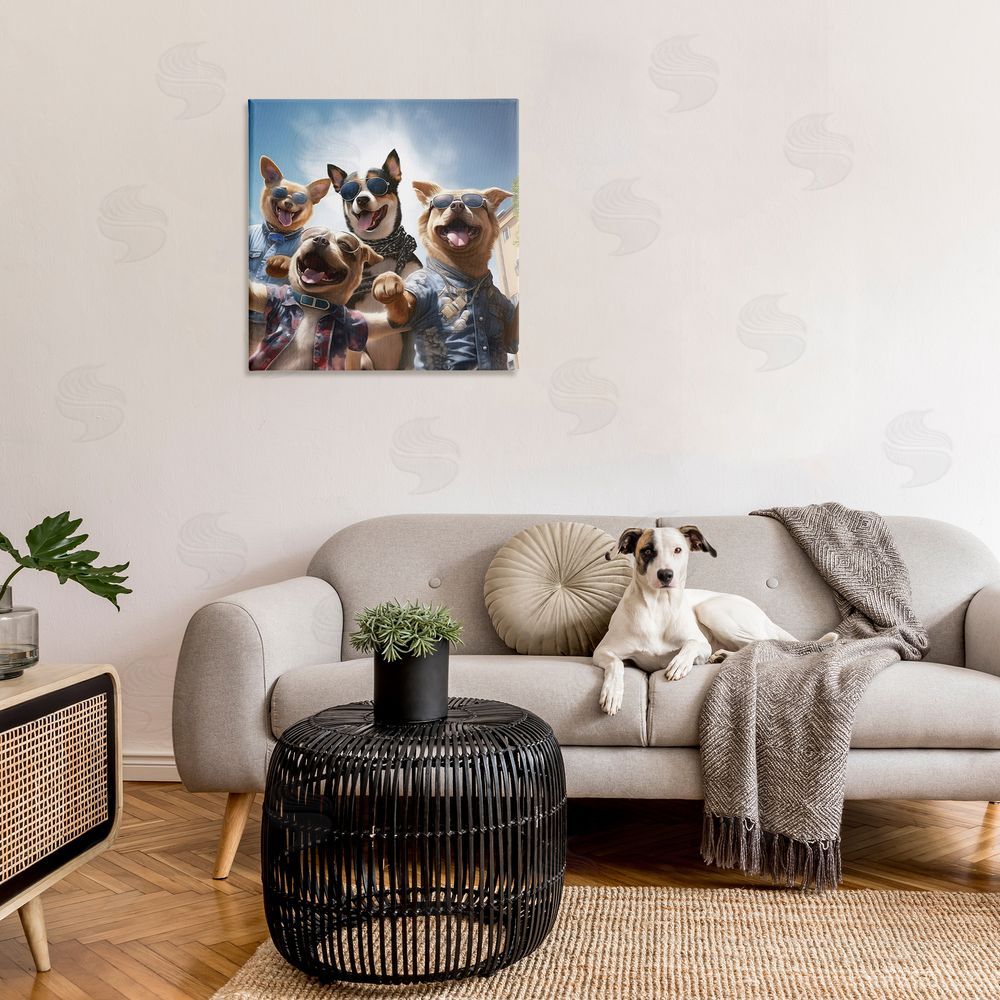 Jim Baldwin Trendy Dogs Selfie Canvas Wall Art in Room