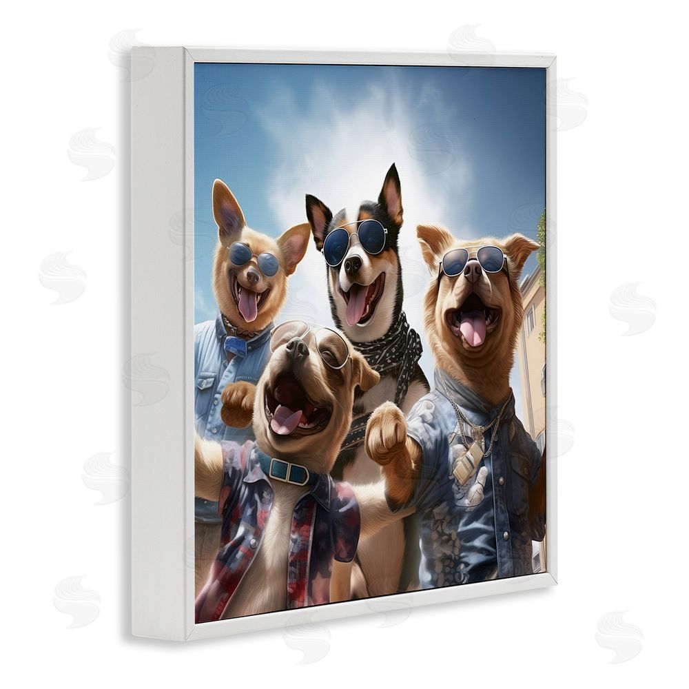 Jim Baldwin Trendy Dogs Selfie White Framed Glicee Wall Art Print