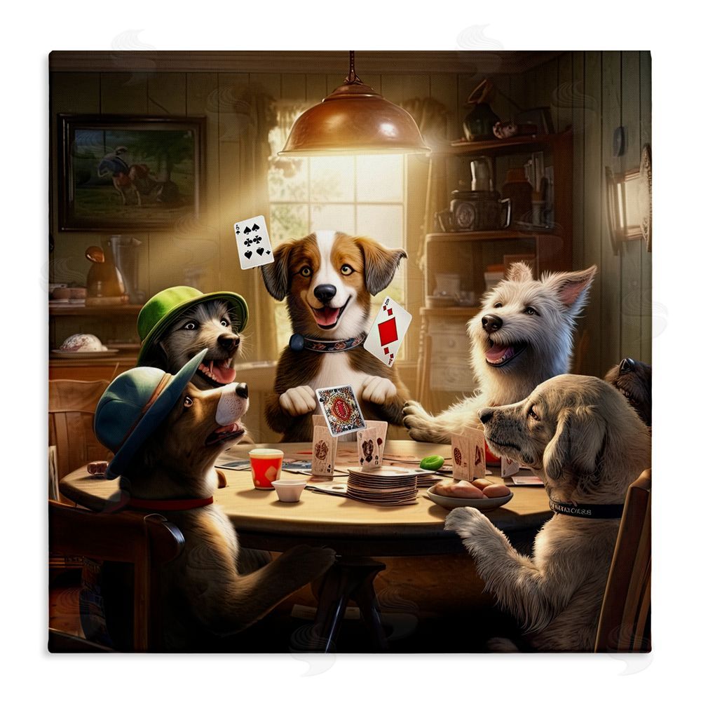 Jim Baldwin Dogs & Magic Tricks Stretched Canvas Wall Art Print