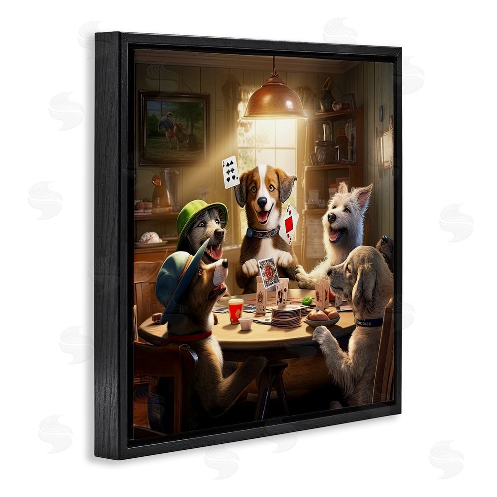 Jim Baldwin Dogs & Magic Tricks Black Floating Frame Canvas Wall Art Print