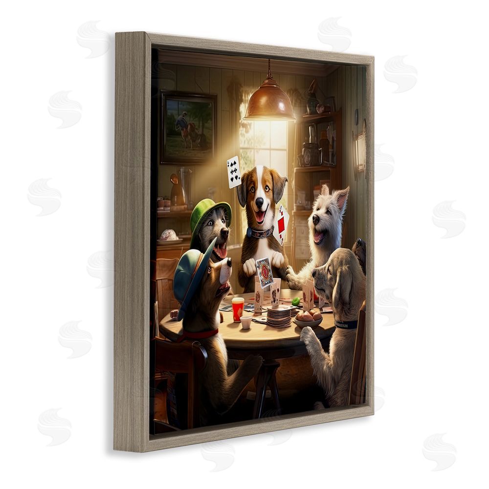 Jim Baldwin Dogs & Magic Tricks Brown Floating Frame Canvas Wall Art Print