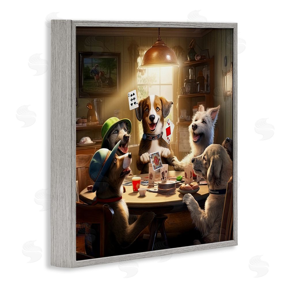 Jim Baldwin Dogs & Magic Tricks Gray Framed Glicee Wall Art Print