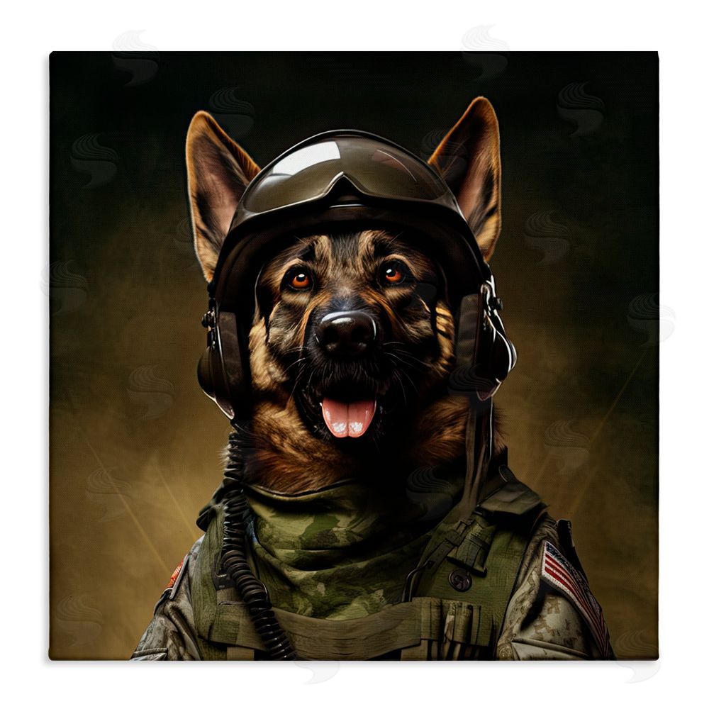 Jim Baldwin German Shepherd in Uniform Stretched Canvas Wall Art Print