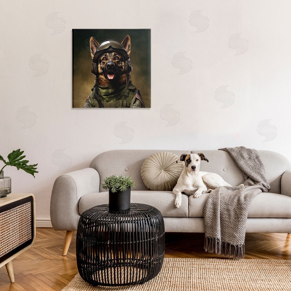 Jim Baldwin German Shepherd in Uniform Canvas Wall Art in Room
