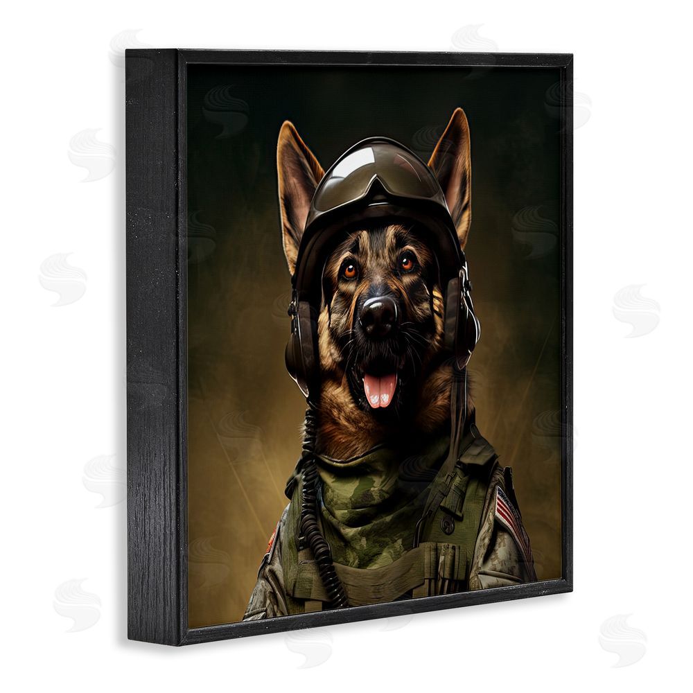 Jim Baldwin German Shepherd in Uniform Black Framed Glicee Wall Art Print