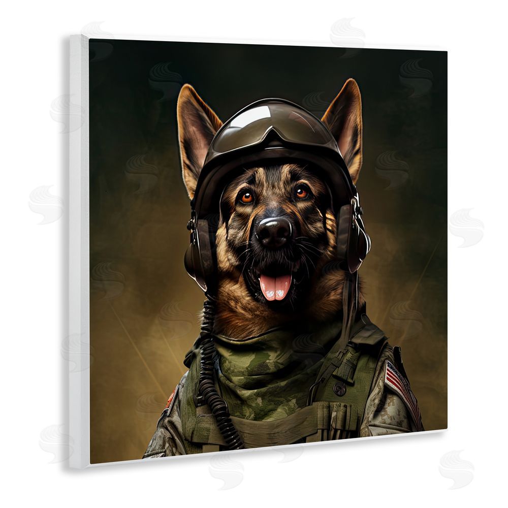 Jim Baldwin German Shepherd in Uniform Wooden Wall Plaque Art Print