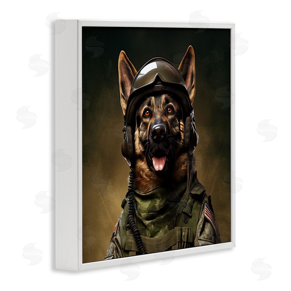 Jim Baldwin German Shepherd in Uniform White Framed Glicee Wall Art Print