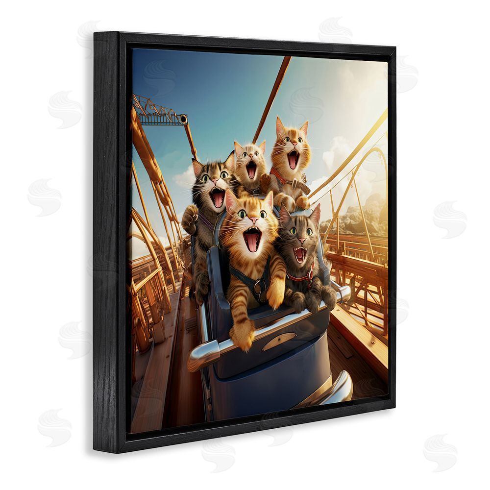 Jim Baldwin Cats on Rollercoaster Black Floating Frame Canvas Wall Art Print