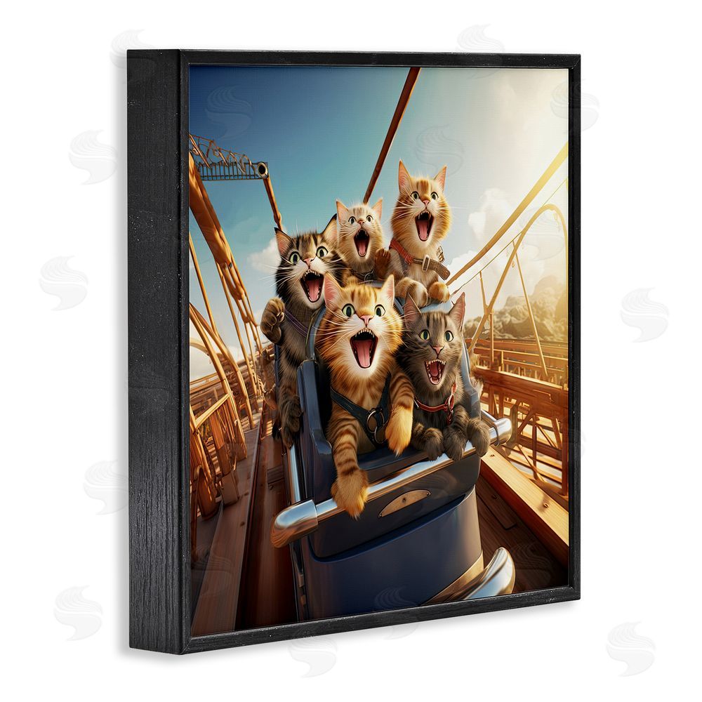 Jim Baldwin Cats on Rollercoaster Black Framed Glicee Wall Art Print