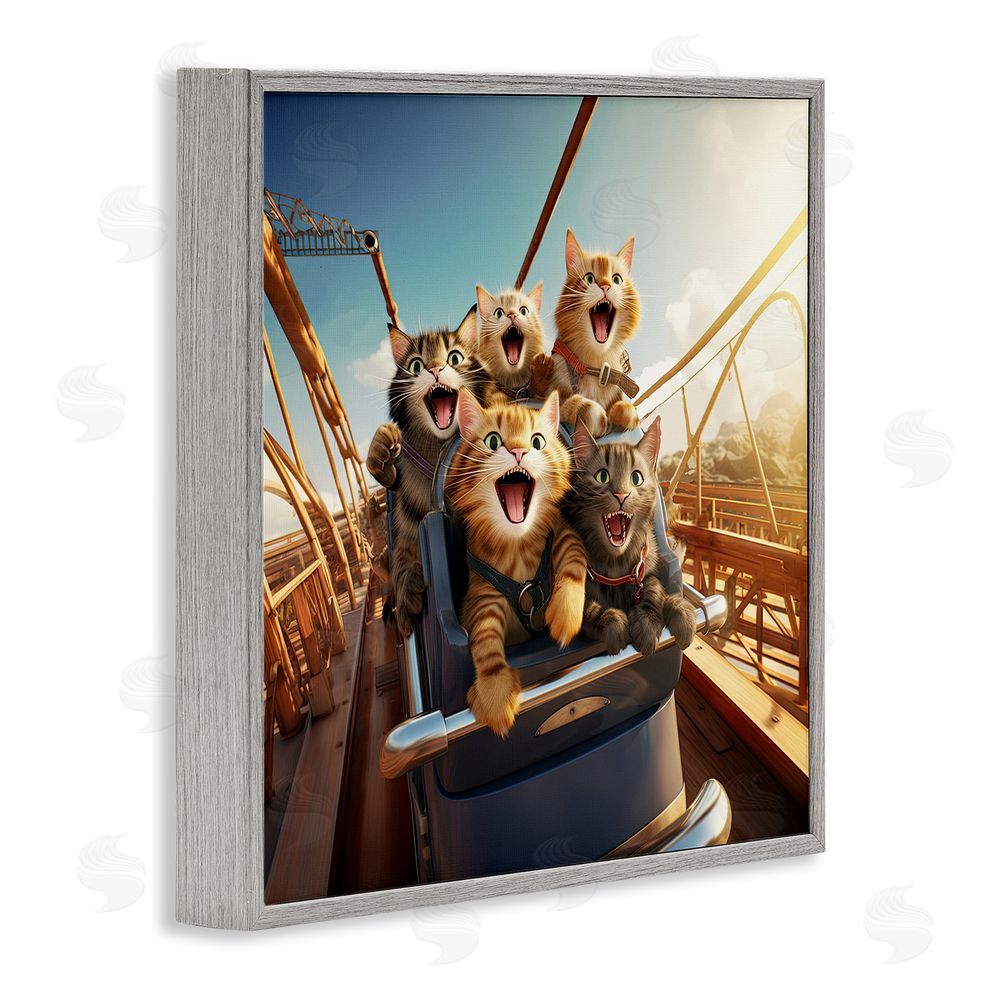 Jim Baldwin Cats on Rollercoaster Gray Framed Glicee Wall Art Print