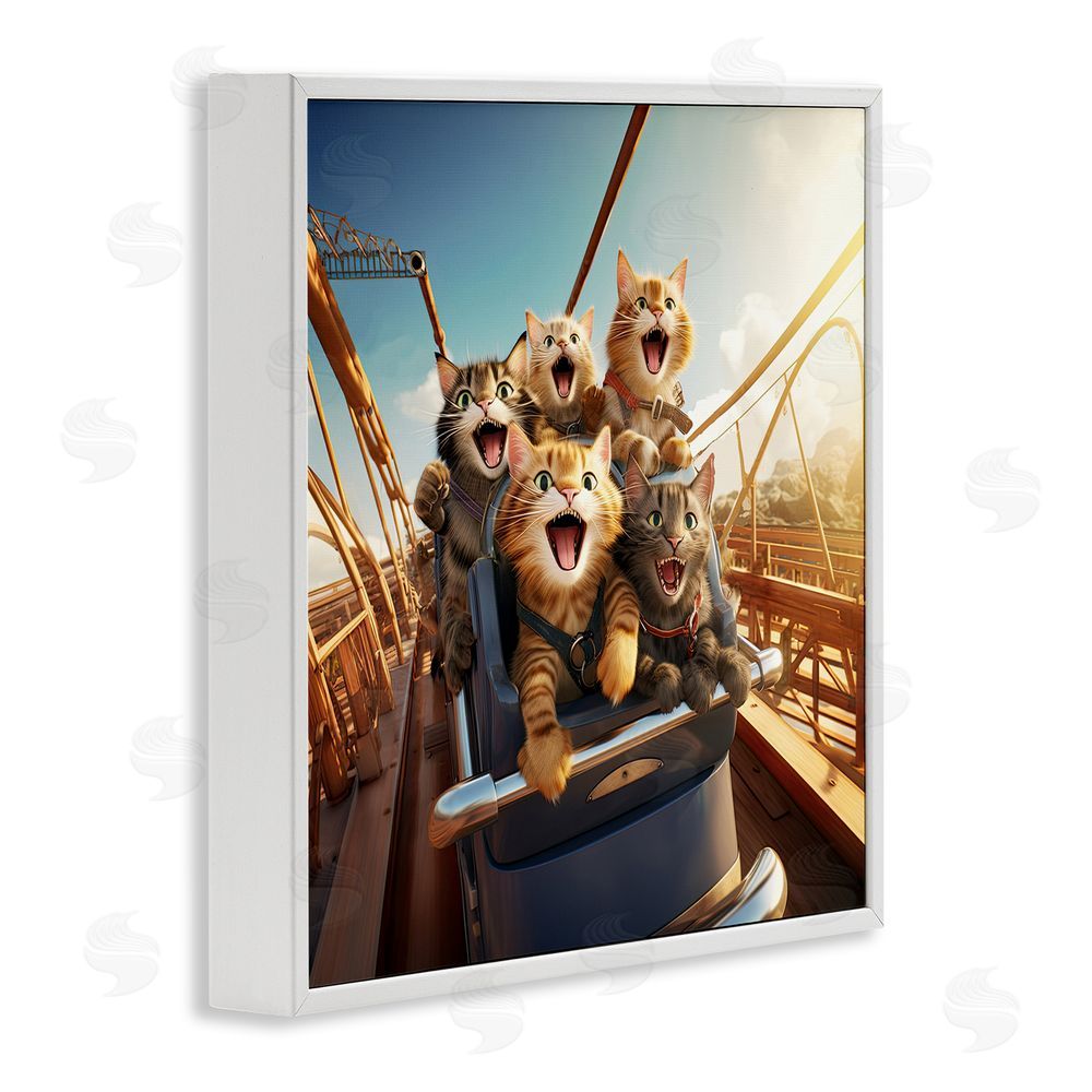 Jim Baldwin Cats on Rollercoaster White Framed Glicee Wall Art Print