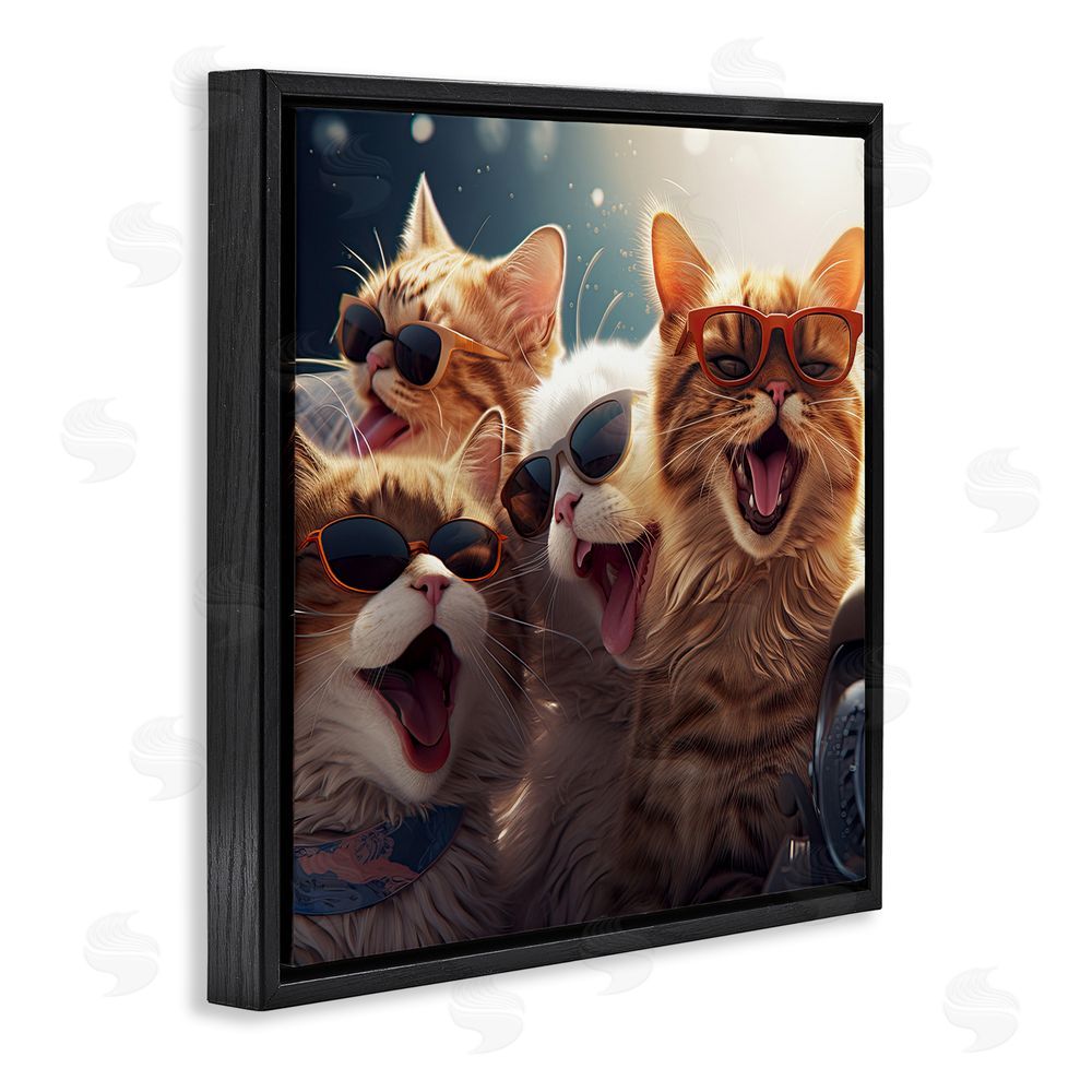 Jim Baldwin Happy Cats Singing Black Floating Frame Canvas Wall Art Print