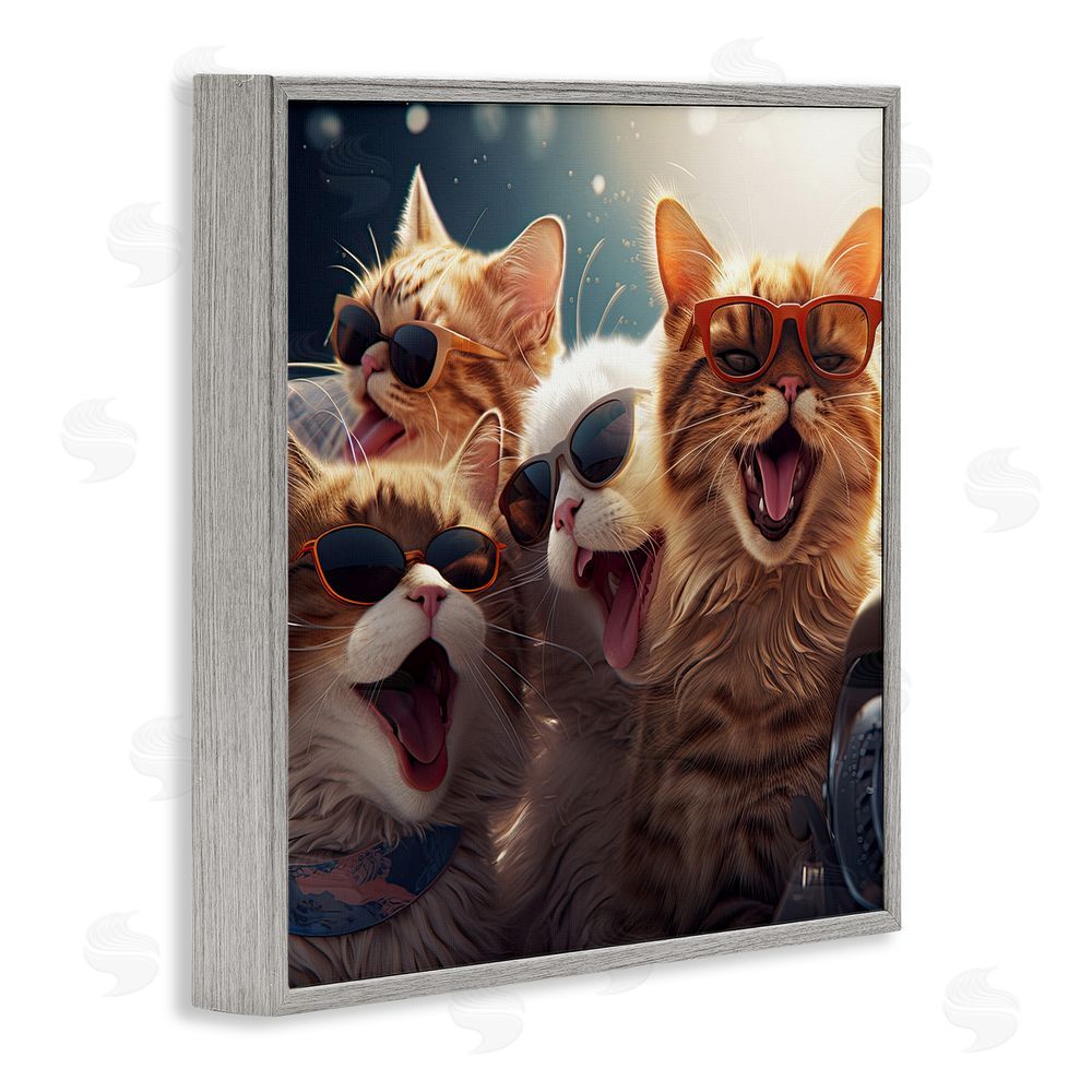 Jim Baldwin Happy Cats Singing Gray Framed Glicee Wall Art Print