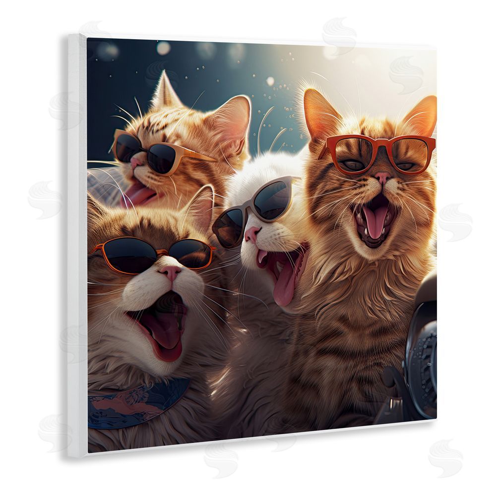 Jim Baldwin Happy Cats Singing Wooden Wall Plaque Art Print