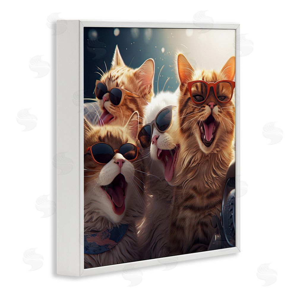 Jim Baldwin Happy Cats Singing White Framed Glicee Wall Art Print