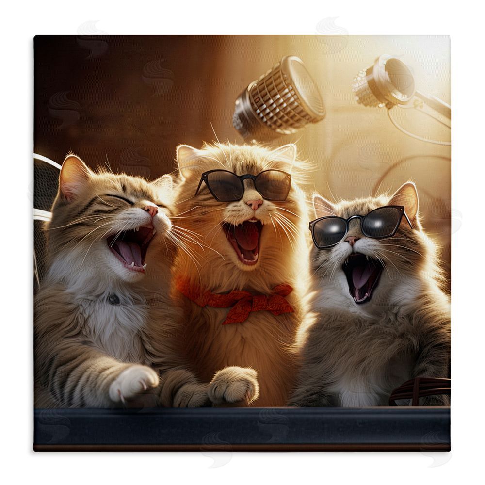 Jim Baldwin Trendy Singing Cats Stretched Canvas Wall Art Print