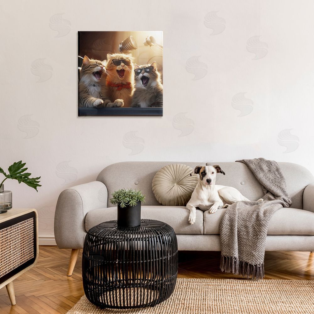 Jim Baldwin Trendy Singing Cats Canvas Wall Art in Room
