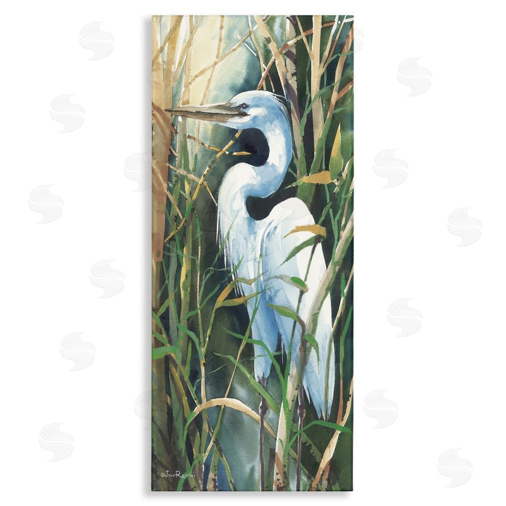 John Rossini Egret & Marshland Leaves