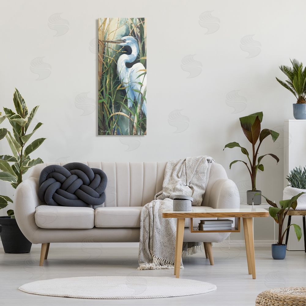 John Rossini Egret & Marshland Leaves