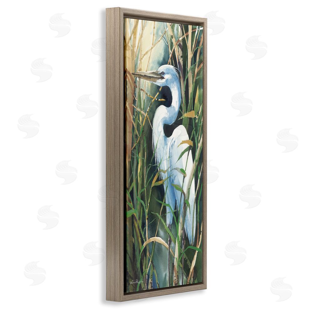 John Rossini Egret & Marshland Leaves
