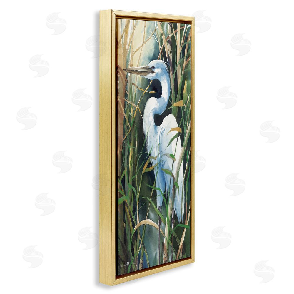 John Rossini Egret & Marshland Leaves