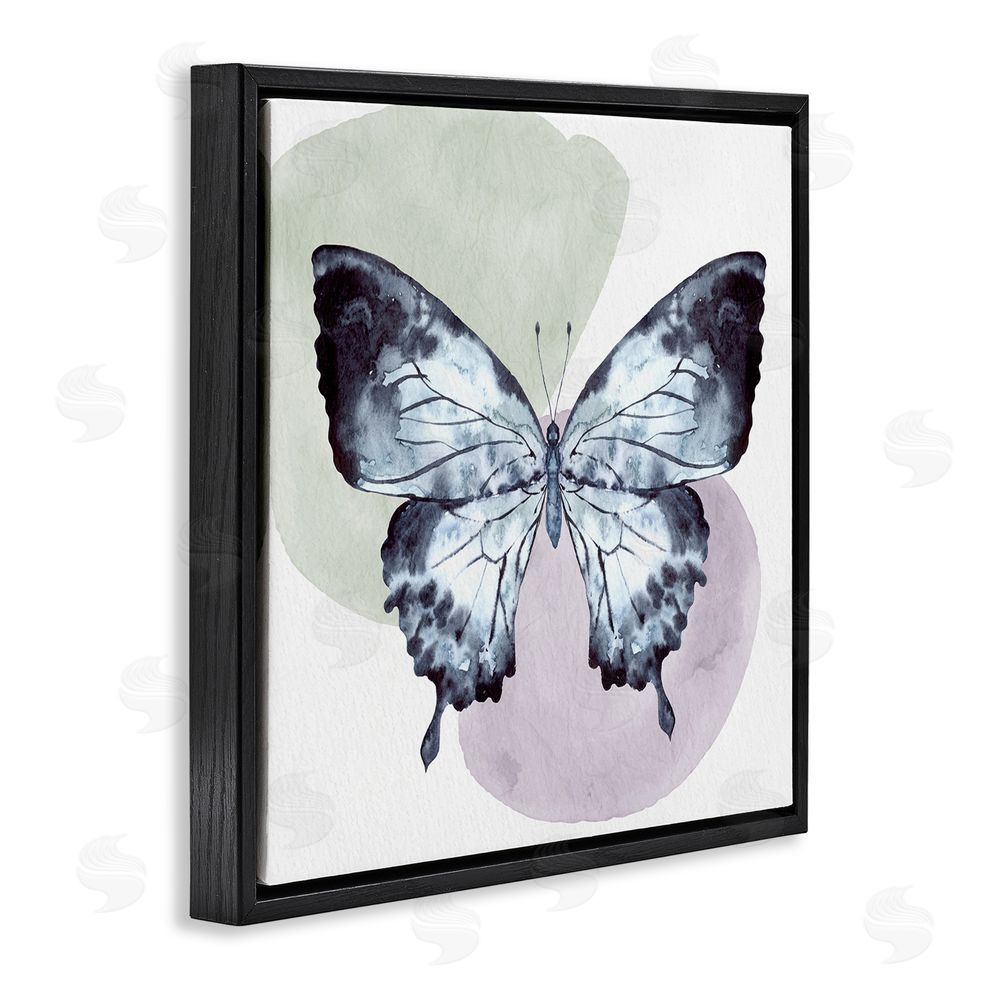 Kim Allen Butterfly with Subtle Shapes Black Floating Frame Canvas Wall Art Print