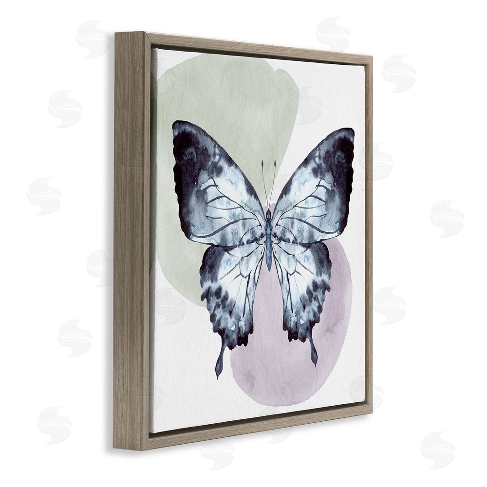 Kim Allen Butterfly with Subtle Shapes Brown Floating Frame Canvas Wall Art Print