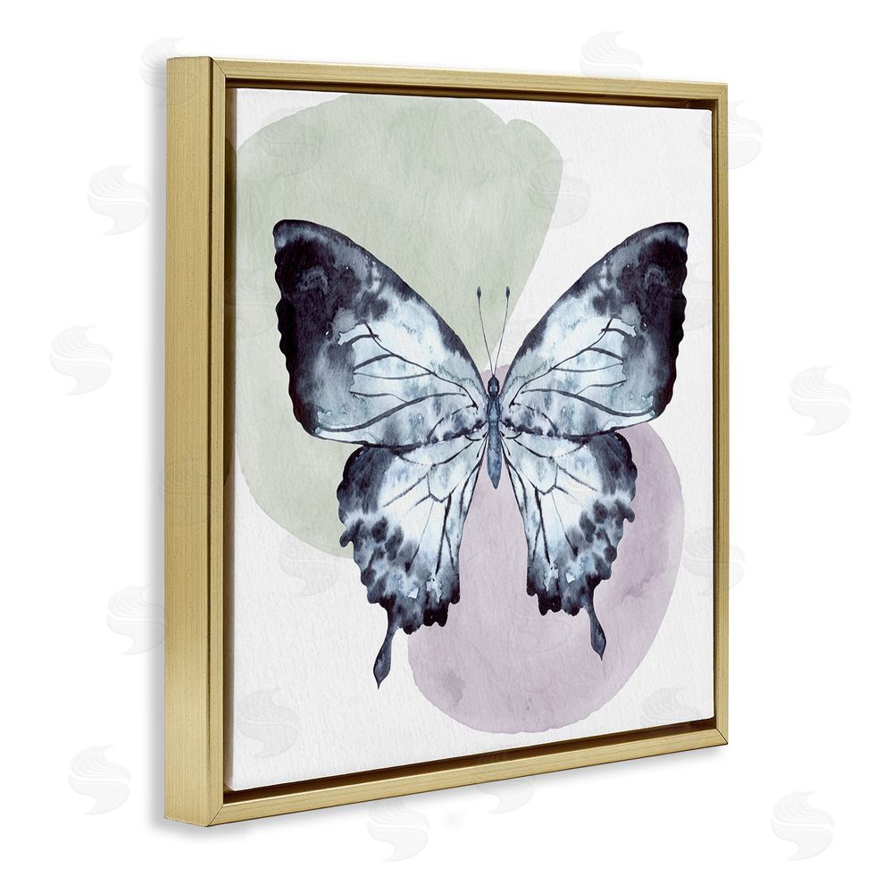Kim Allen Butterfly with Subtle Shapes Gold Floating Frame Canvas Wall Art Print