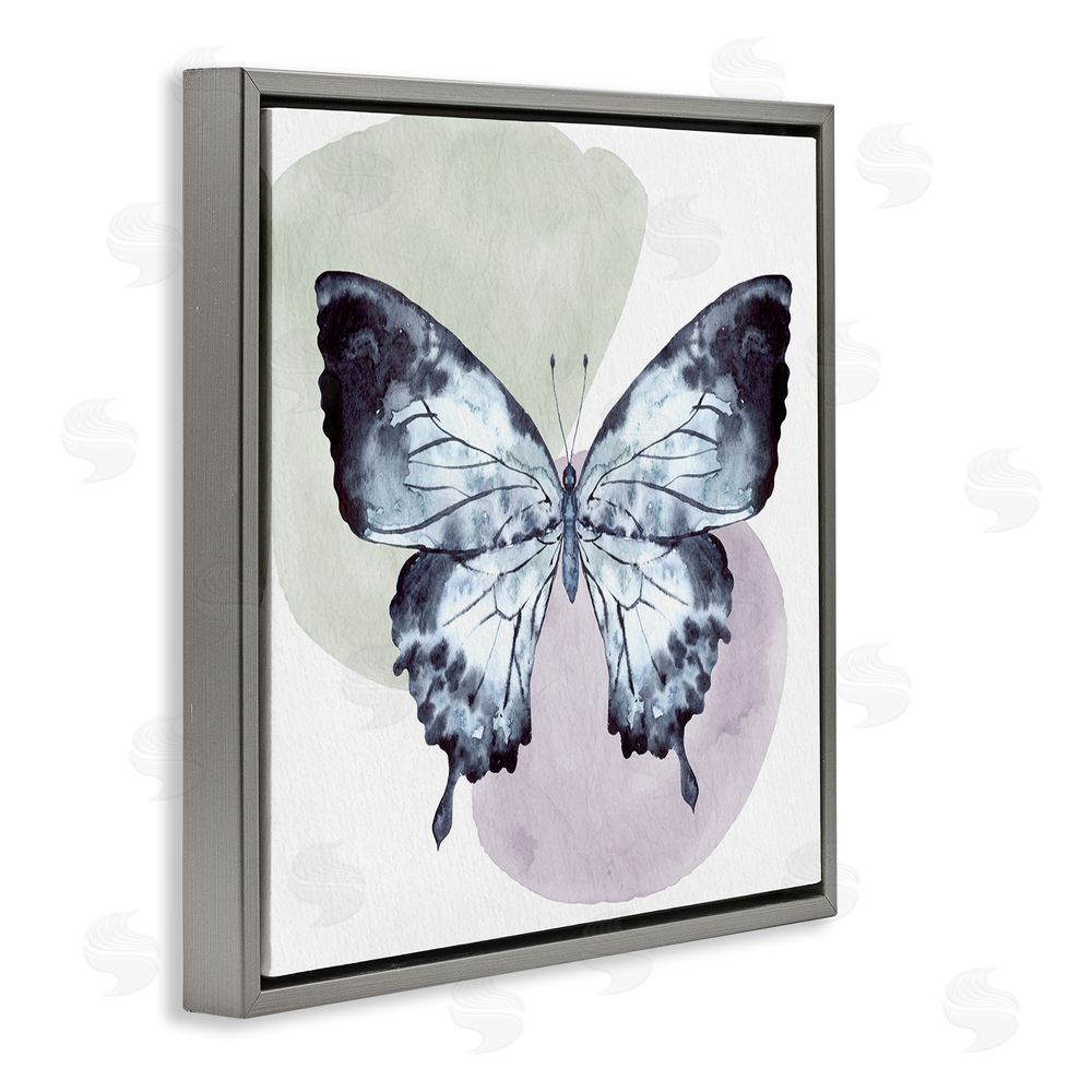 Kim Allen Butterfly with Subtle Shapes Gray Floating Frame Canvas Wall Art Print