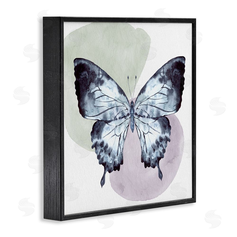 Kim Allen Butterfly with Subtle Shapes Black Framed Glicee Wall Art Print